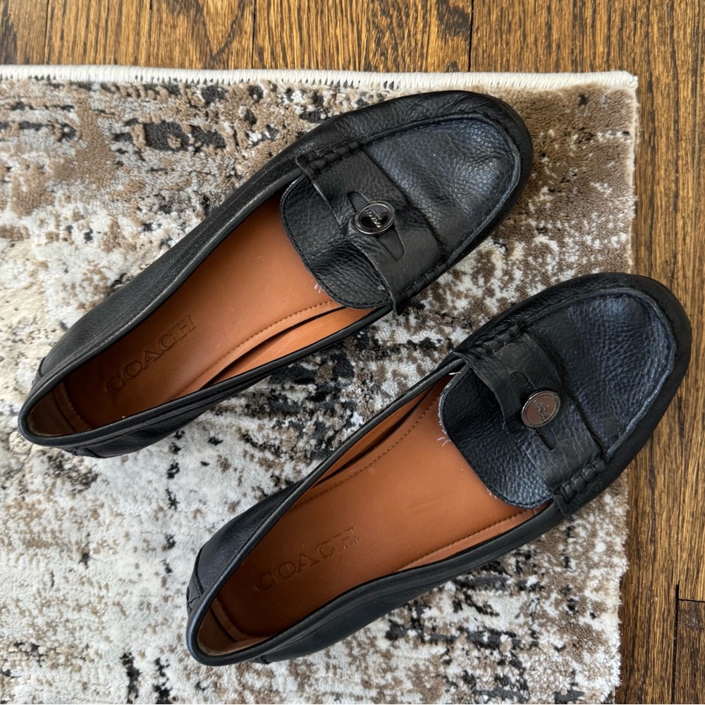 Coach Black Pebbled Leather Loafers
